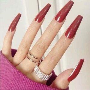 24 Piece Red Glitter Press on Nails